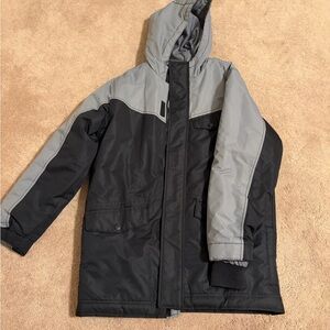 Kids Black and Gray Hooded Coat